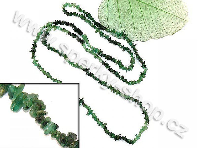 Smaragd dlouhý náhrdelník nepravidelné kousky