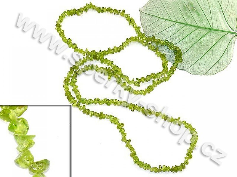 Olivín náhrdelník kousky - 90cm