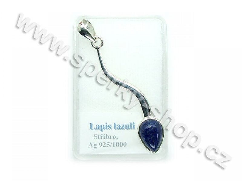 Přívěsek dlouhá kapka Lapis Lazuli ve stříbře