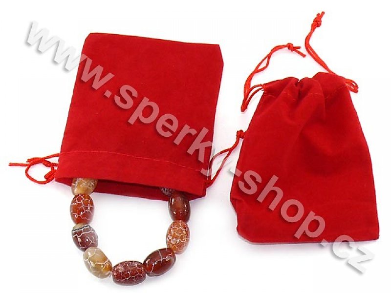 Dárkový sáček na šperky červený samet