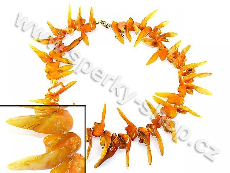 Oranžovo-žůutý náhrdelník z mušle 52-58cm