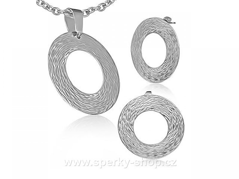 Šperky z oceli - přívěsek + náušnice Circle
