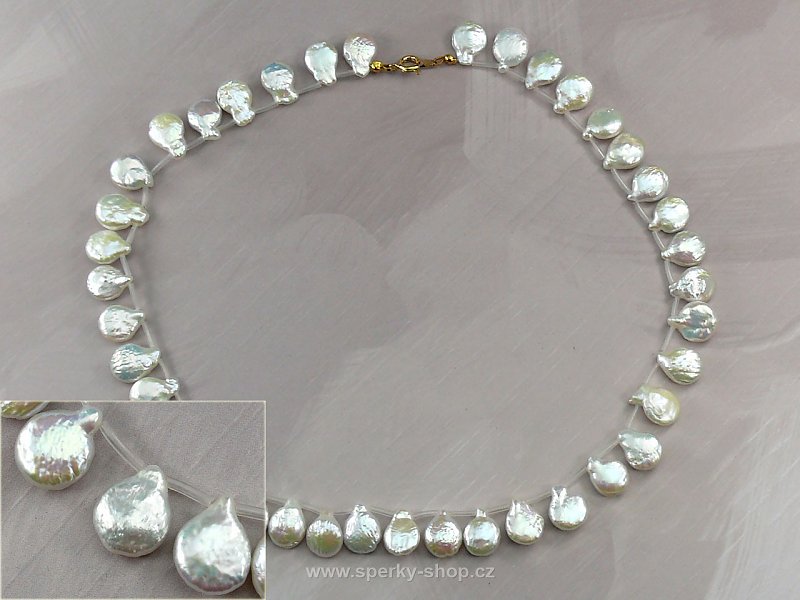 Perly náhrdelník slzičky odstín pearl