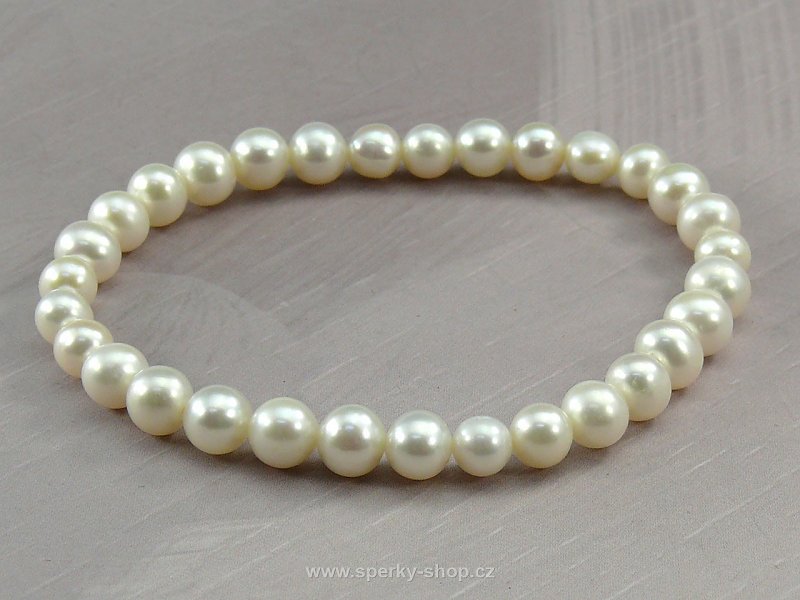 Náramek z perel - kuličky odstín white