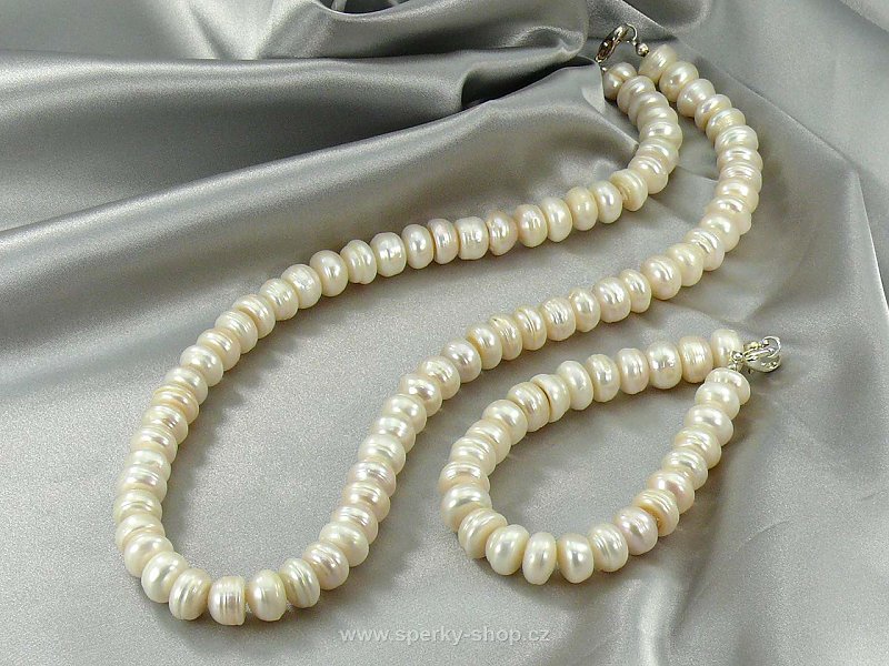 Nádherná dárková sada velké bílé perly 129g