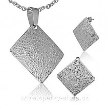 Šperky z oceli - přívěsek + náušnice Square